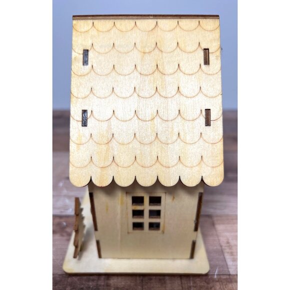 Laser-Cut Wooden LED Christmas House Can Be Painted Or Natural - Picture 4 of 7